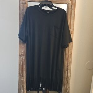 SHEIN Black Fringe T-shirt Dress